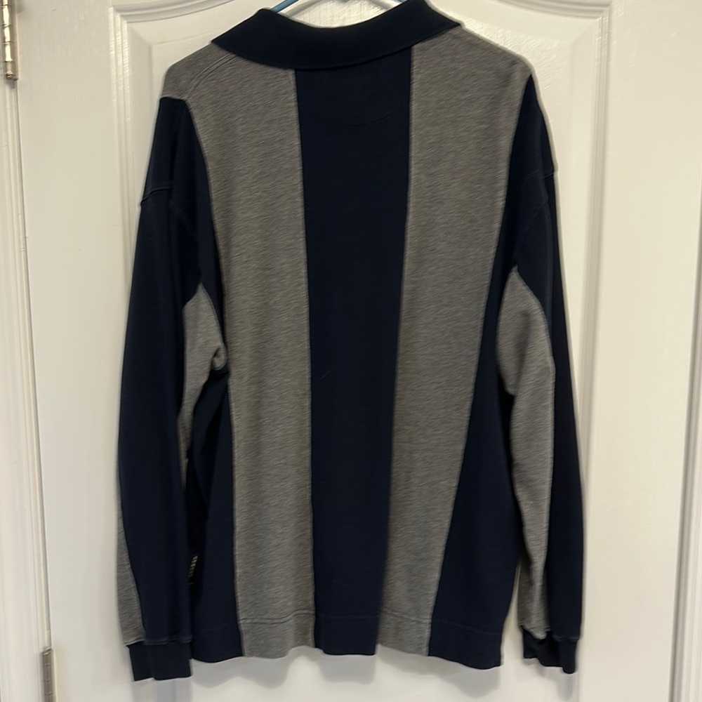 Structure Blue and Gray Polo Shirt with Color-Block Design - Picture 6 of 6